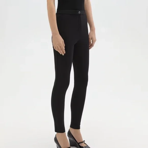 THEORY Skinny Pant in Compact Knit Jersey Black- Size 4